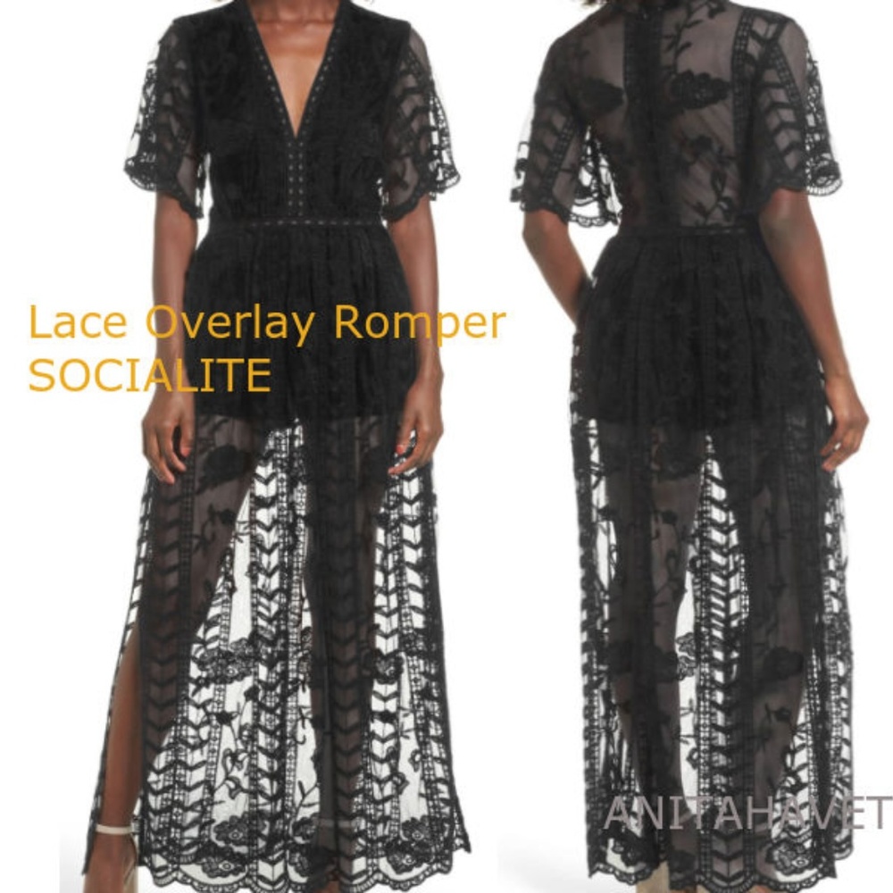 SOCIALITE Lace Overlay Romper Style 92745I-LA779